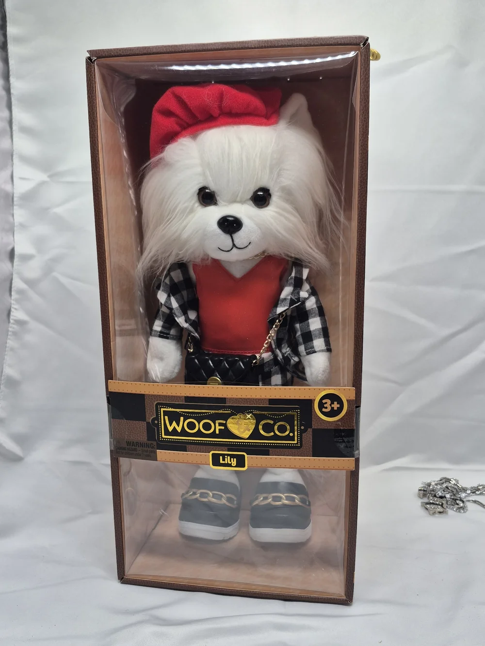 Lily Plush Fashion Dog Toy in Red and White